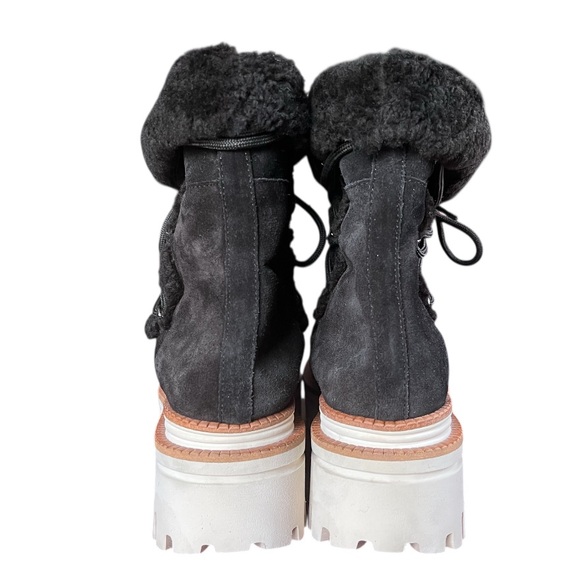 Anthropologie Paloma Barcelo Nazare Black Suede Shearling Platform Boots 40 US 9 - Picture 8 of 12